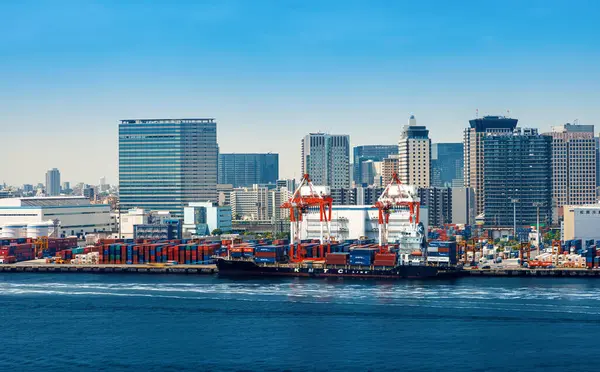 Odaiba, Japonya 'da işlek bir Tokyo limanı.