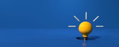 Zeminde delik olan bir ampul fikri - 3D render