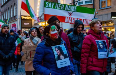 Demonstration for iranian women's freedom held in Malmo, Sweden