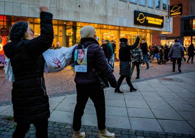 Demonstration for iranian women's freedom held in Malmo, Sweden