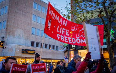 Demonstration for iranian women's freedom held in Malmo, Sweden