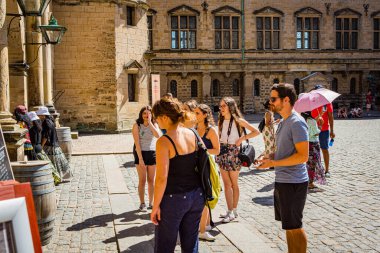 ELSINORE, DENMARK  3 AUG 2018 - Scene from Hamlet played as theatre at Kronborg castle, Elsinore, Denmark.