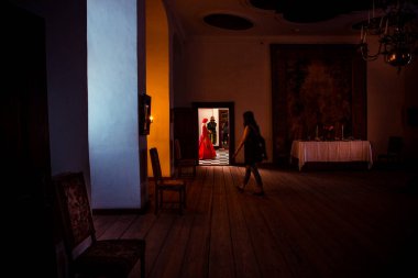 ELSINORE, DENMARK  3 AUG 2018 - Scene from Hamlet played as theatre at Kronborg castle, Elsinore, Denmark.