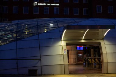 Triangeln Metro station in Malmo, Sweden seen in night light clipart