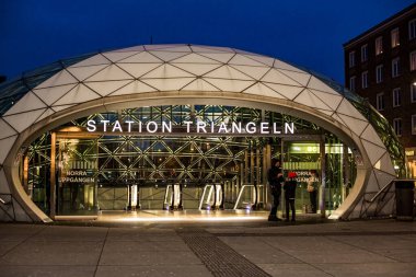 Triangeln Metro station in Malmo, Sweden seen in night light clipart