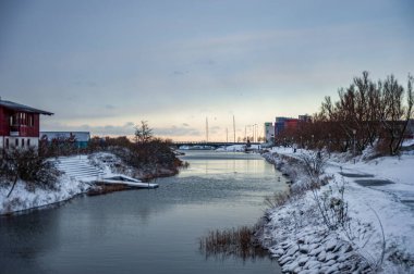 İsveç Malmö Kanalı 'nda kış