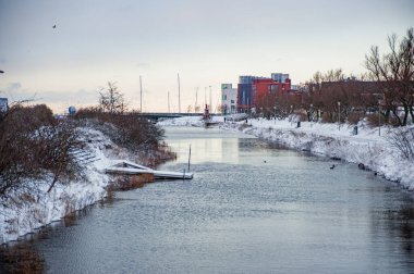 İsveç Malmö Kanalı 'nda kış