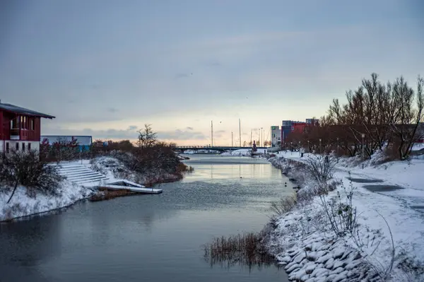 stock image Winter on Malmo canal, Sweden