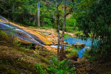 Küba 'daki dağ parkında Sendero reino de las aguas şelalesi