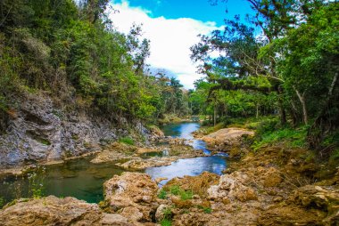 Küba 'daki dağ parkında Sendero reino de las aguas şelalesi