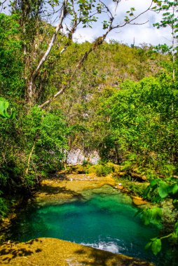 Küba 'daki dağ parkında Sendero reino de las aguas şelalesi