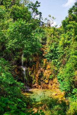 Küba 'daki dağ parkında Sendero reino de las aguas şelalesi