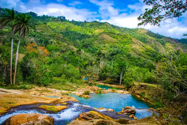 Sendero reino de las aguas waterfall in mountain park on Cuba