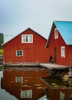 Norrfjarden, Nordmaling, İsveç 'teki Bottenviken denizindeki geleneksel evler