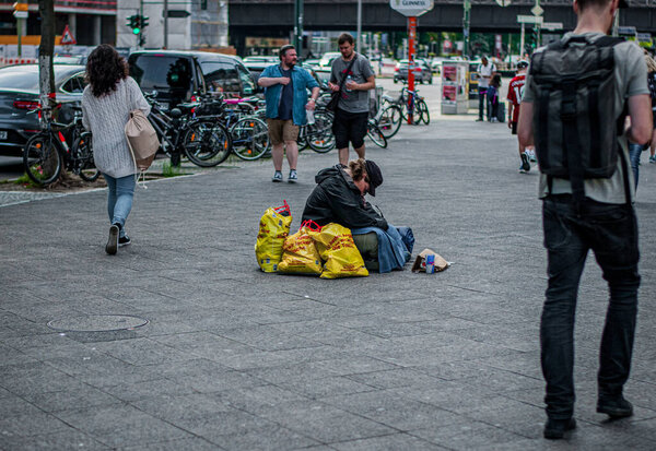 Homelss person on the streets of Berlin, Germany