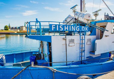 Elsinore 'daki tekne limanı, Helsingor, Danimarka. Yüksek kalite fotoğraf