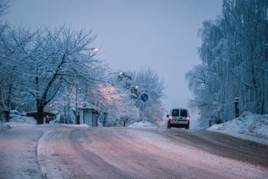 Stockholm, İsveç 'in dışındaki Hogdalen banliyösünde kış.