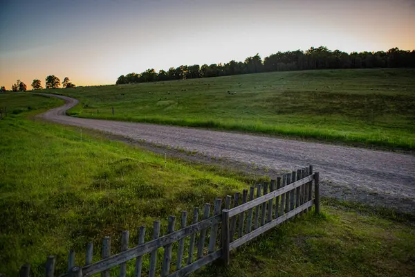 Hassleholm dışındaki Hovdala tepelerindeki çakıl yolu manzarası