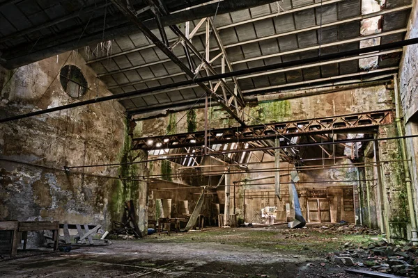 Industriële Archeologie Oude Verlaten Ingestorte Fabriek Ruïnes Van Een Oud Stockfoto