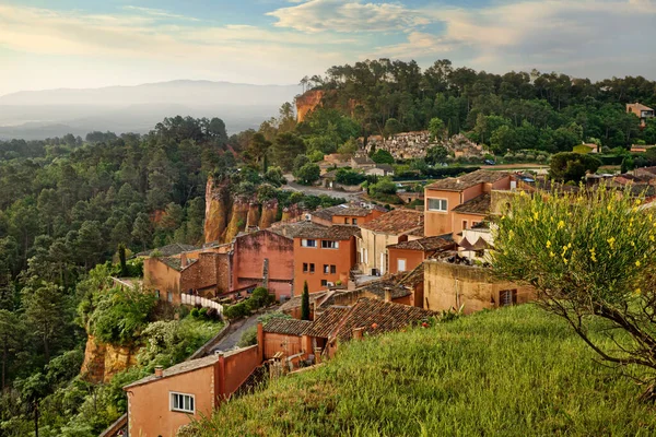 Roussillon Provenza Alpi Costa Azzurra Francia Paesaggio All Alba Dell — Foto Stock