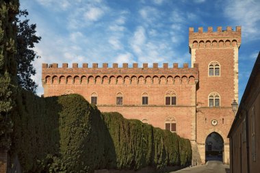 Bolgheri, Livorno, Tuscany, Italy. The ancient castle in the village made famous by a poem by Giosue Carducci clipart