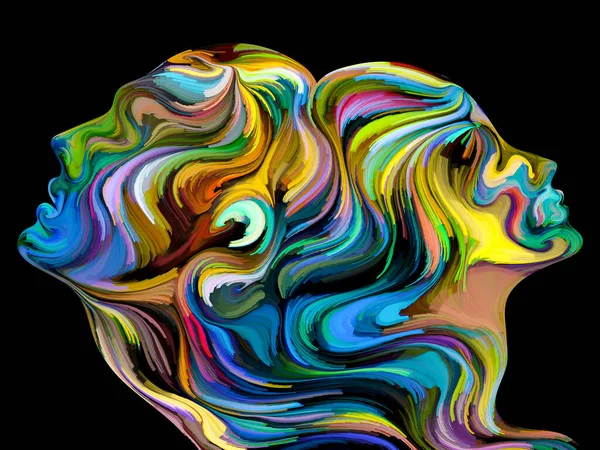 Färger Passion Serien Konstnärliga Abstraktion Består Färgglada Mänsklig Profil Surrealistiska — Stockfoto
