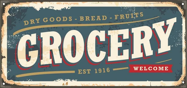 Vintage Grocery Store Sign Old Typography Retro Advertisement Grocery Shop — Wektor stockowy