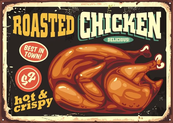 Roasted Chicken Vintage Restaurant Sign — Stok Vektör