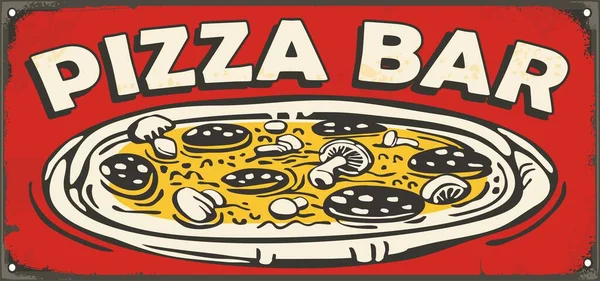 Pizza Bar Vintage Sign Design Comic Style Pizza Vector Drawing Vektorgrafiken