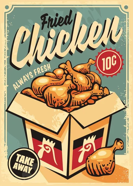 Disegno Poster Promozionale Fast Food Pollo Fritto Menù Ristorante Pacchetto — Vettoriale Stock