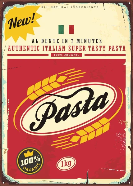 Tradiční Kovová Reklamní Cedule Těstoviny Italský Potravinářský Retro Plakát Nebo Royalty Free Stock Ilustrace