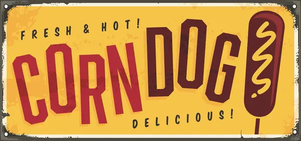 Köstliche Mais Hunde Vintage Stil Zeichen Design Für Fast Food Stockvektor
