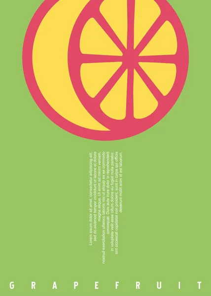 グレープフルーツ市場 グリーンバックグラフィックの柑橘系のモダンなミニマリストポスターデザイン オーガニックフルーツベクターイラスト フードグラフィック ロイヤリティフリーのストックイラスト