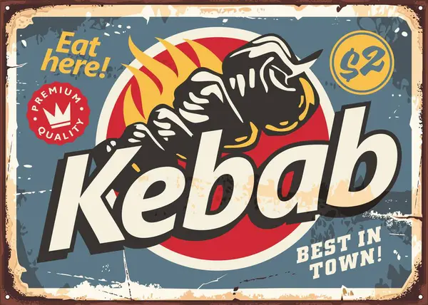 Heerlijke Gegrilde Kebab Reclame Voor Het Restaurant Illustratie Van Voedselvector Vectorbeelden
