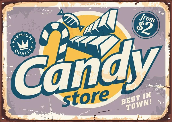Süßwarenladen Retro Grafik Mit Pralinen Und Süßigkeiten Sweet Food Vintage lizenzfreie Stockillustrationen