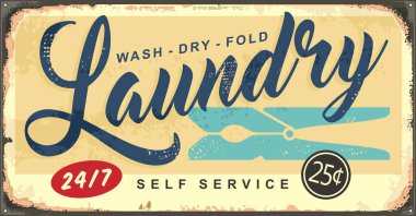 Paslı arka planda klasik çamaşır odası tablosu. Clothespin grafikli Retro vektör çizimi.