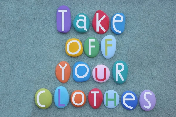 Take You Clothes Creative Logo Composed Multi Colored Stone Letters 免版税图库照片