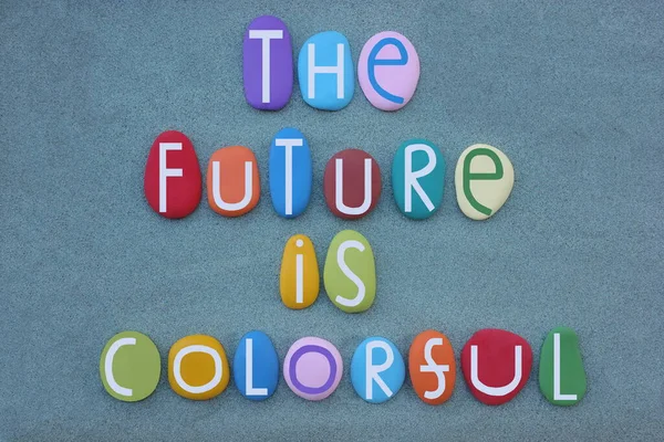 Die Zukunft Ist Bunte Kreative Botschaft Komponiert Aus Handbemalten Mehrfarbigen — Stockfoto