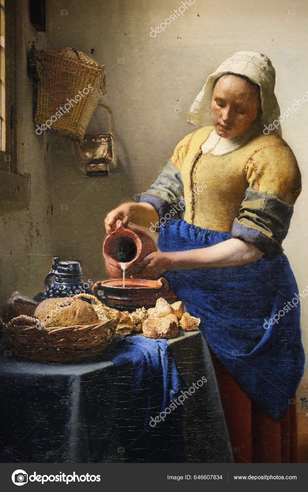 Milkmaid Oil Painting Fact Domestic Kitchen Maid Dutch Artist Johannes –  Stock Editorial Photo © ciaobucarest #646607834