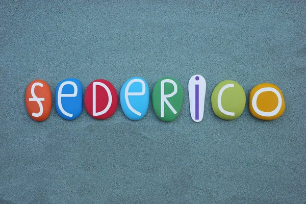 Federico Αρσενικό Όνομα Που Αποτελείται Πολύχρωμα Γράμματα Πέτρα Πάνω Από — Φωτογραφία Αρχείου