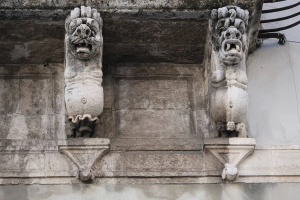 Rathausgebäude Loggia Giuratoria Anthropomorphe Und Zoomorphe Konsolen Mascarons Und Reliefs — Stockfoto