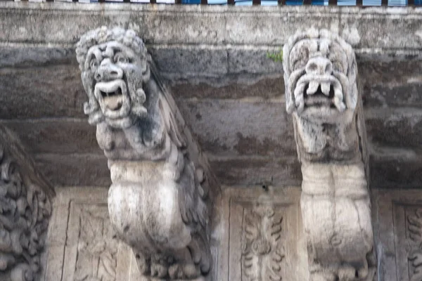 Loggia Giuratoria Humorphic Zoomorphic Corbels Mascarons Reliefs Balcony Acireale Italy — 스톡 사진