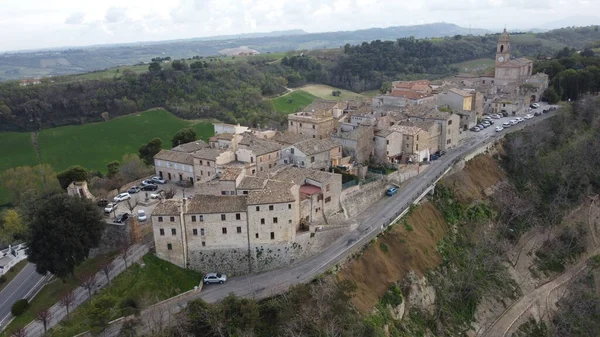 Widok Lotu Ptaka Altidona Gmina Prowincji Fermo Włoskim Regionie Marche — Zdjęcie stockowe
