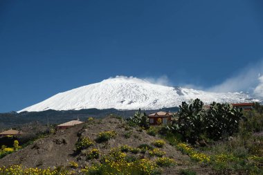 Etna volkan manzarası, Sicilya bölgesi, İtalya