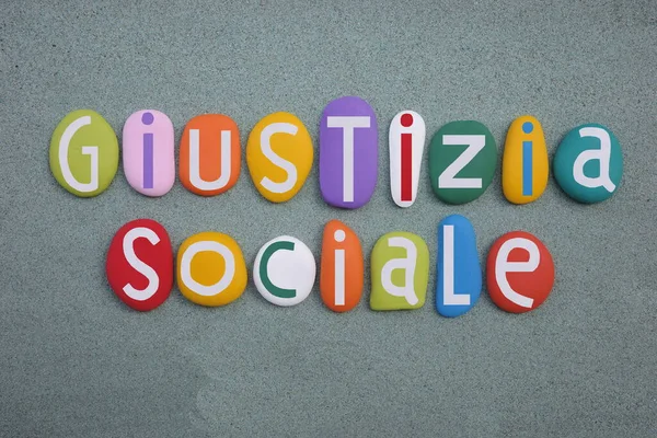 Giustizia Sociale Social Justice Italian Language Composed Multi Colored Stone — Stock Photo, Image