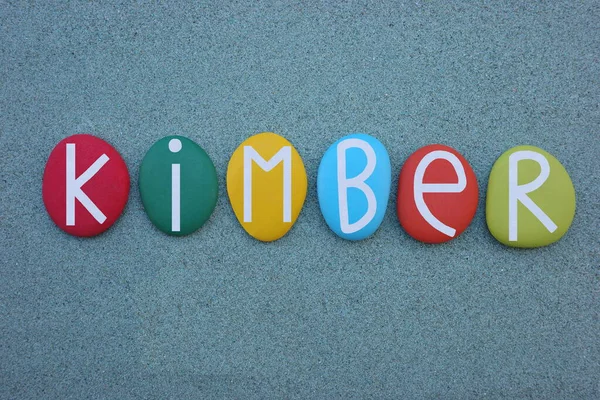 Kimber Nome Próprio Feminino Composto Com Letras Pedra Multicoloridas Sobre — Fotografia de Stock