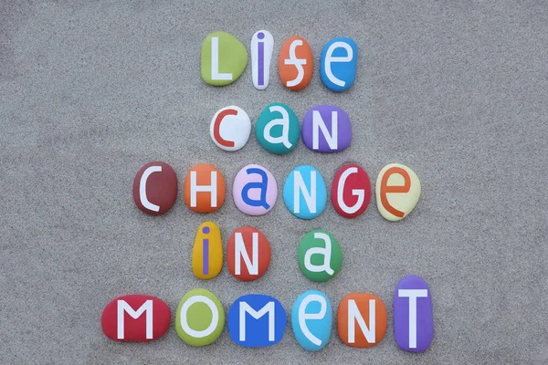 Vida Pode Mudar Momento Slogan Criativo Composto Com Letras Pedra — Fotografia de Stock