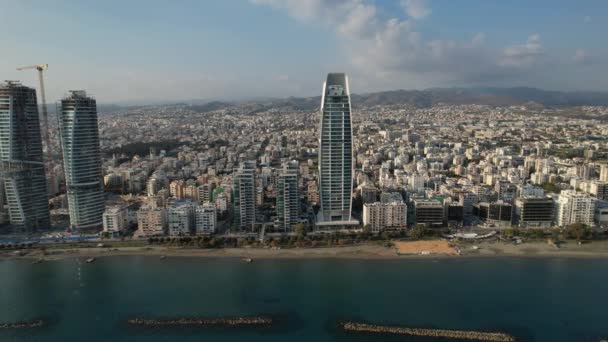 Limassol Cyprus January 2023 Drone Footage Cityscape Coastline Limassol City — Wideo stockowe