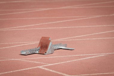 stadyum tartan Atletizm başlayan blok.