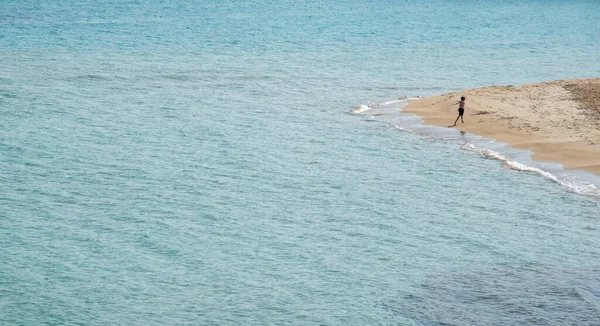 Unrecognised Child Play Sand Beach Summer Vacations Protaras Cyprus — Fotografia de Stock